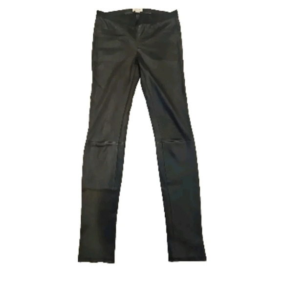 Helmut Lang Black Leggings High-Waisted Form-Fitting Leather-Like Pants - Picture 4 of 16